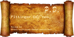 Pittinger Dénes névjegykártya